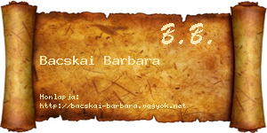 Bacskai Barbara névjegykártya